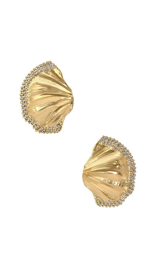 Lili Claspe Small Love Earring in Metallic Gold Cover