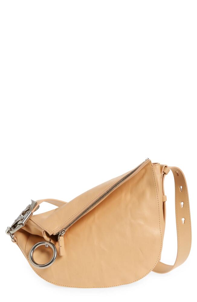 burberry Small Knight Asymmetric Crinkle Leather Shoulder Bag in Beige Cover