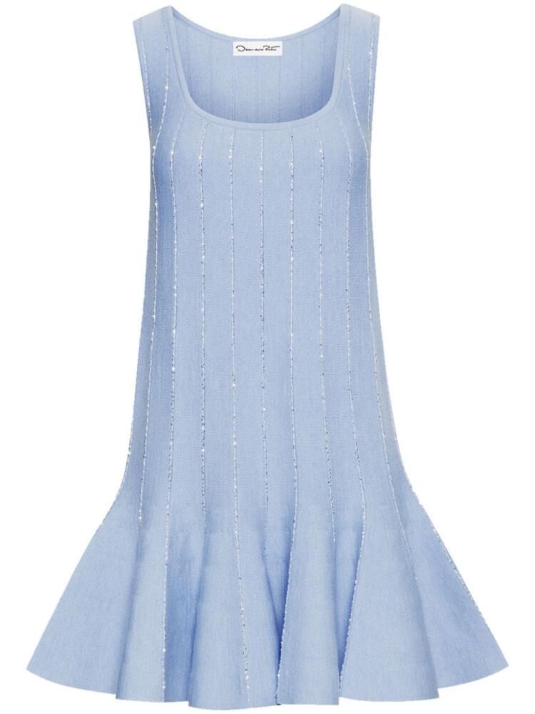 Oscar de la Renta sequin-embroidered sleeveless mini dress - Blue Cover