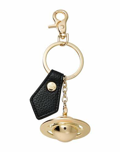 Vivienne Westwood 3d Orb Light Gold Key ring Black Iron, Leather Cover