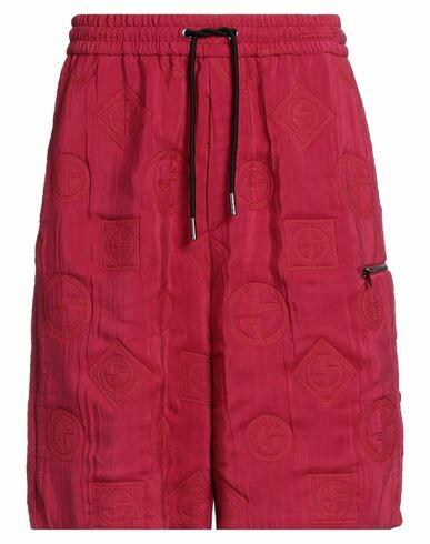 Giorgio Armani Man Shorts & Bermuda Shorts Brick red Polyester, Cupro, Polyamide Cover