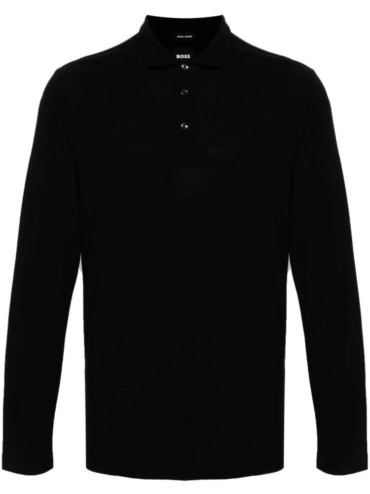 BOSS fine-knit polo shirt - Black Cover