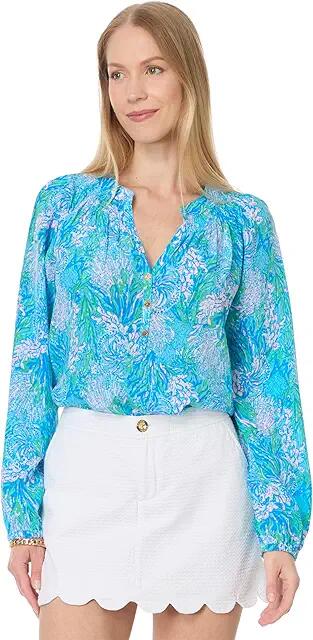 Lilly Pulitzer Elsa Top (Las Olas Aqua Strong Current Sea) Women's Blouse Cover