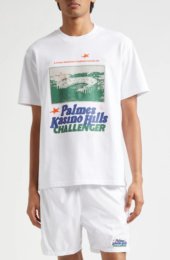 PALMES Kasino Hills Challenger Cotton Graphic T-Shirt in White Cover