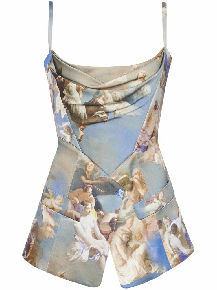 Balmain Sky-print tailored corset top - Blue Cover