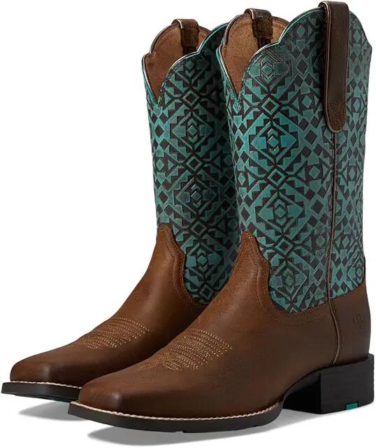 Ariat Round Up Wide Square Toe Western Boots (Old Earth) Women's Shoes Cover