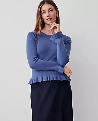 Ann Taylor Ruffle Trim Sweater Cover