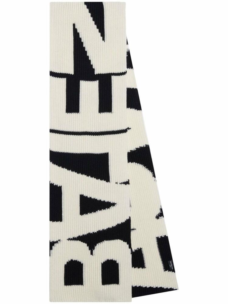 Balenciaga logo-print wool scarf - Black Cover