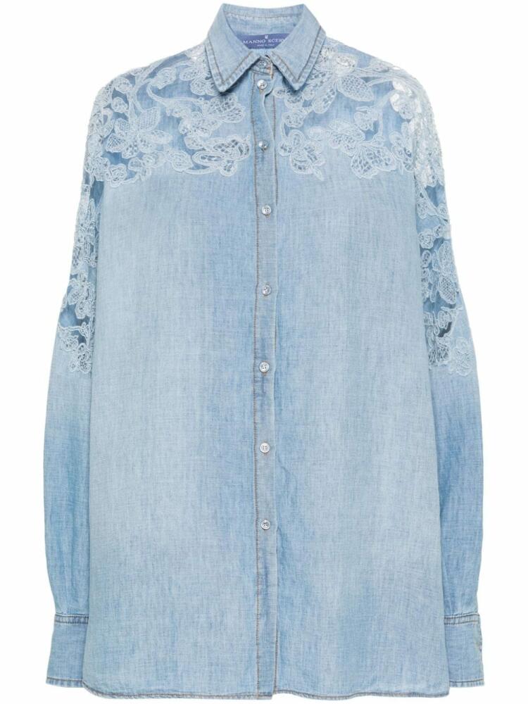 Ermanno Scervino lace-panelled shirt - Blue Cover