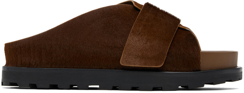 Jil Sander Brown Slip On Slides Cover