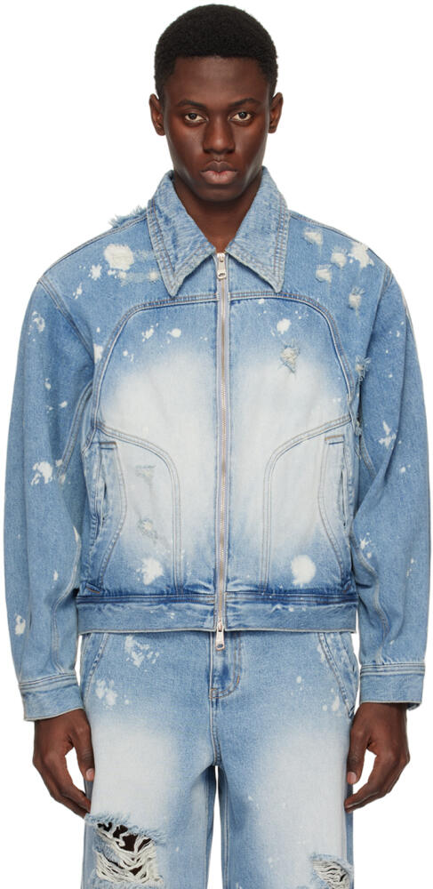 ADER error Blue Distressed Denim Jacket Cover