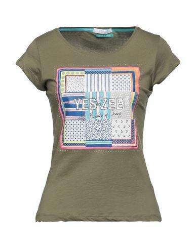 Yes Zee By Essenza Woman T-shirt Military green Cotton Cover