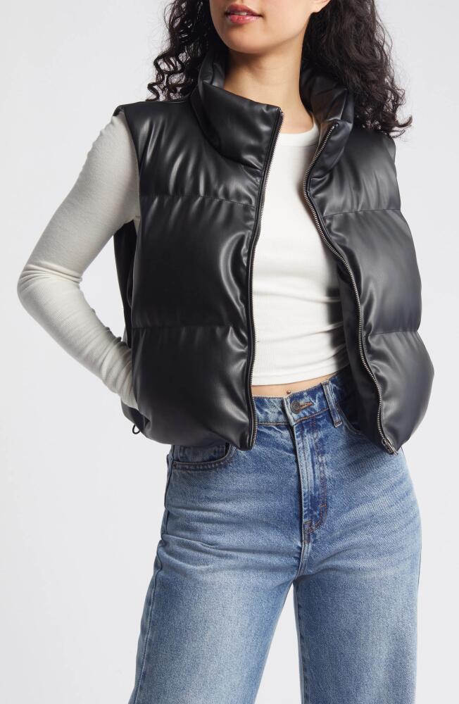 Thread & Supply Faux Leather Crop Puffer Vest in Black Cover