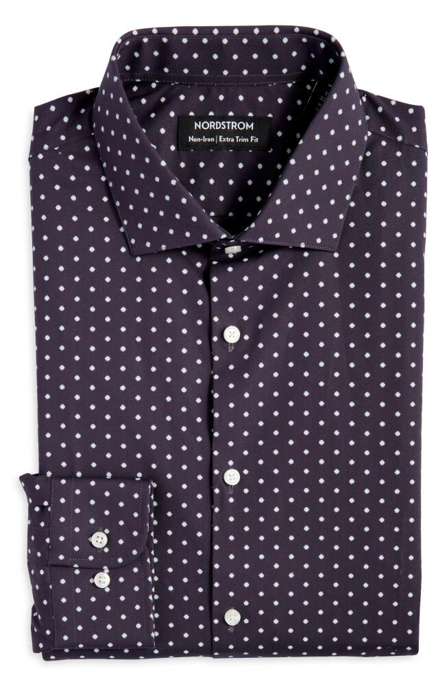 Nordstrom Snowfuzz Extra Trim Fit Non-Iron Cotton Dress Shirt in Navy Blazer Snowfuzz Cover