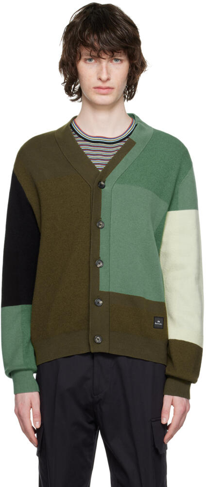 PS by Paul Smith Green Color Block Cardigan Cover