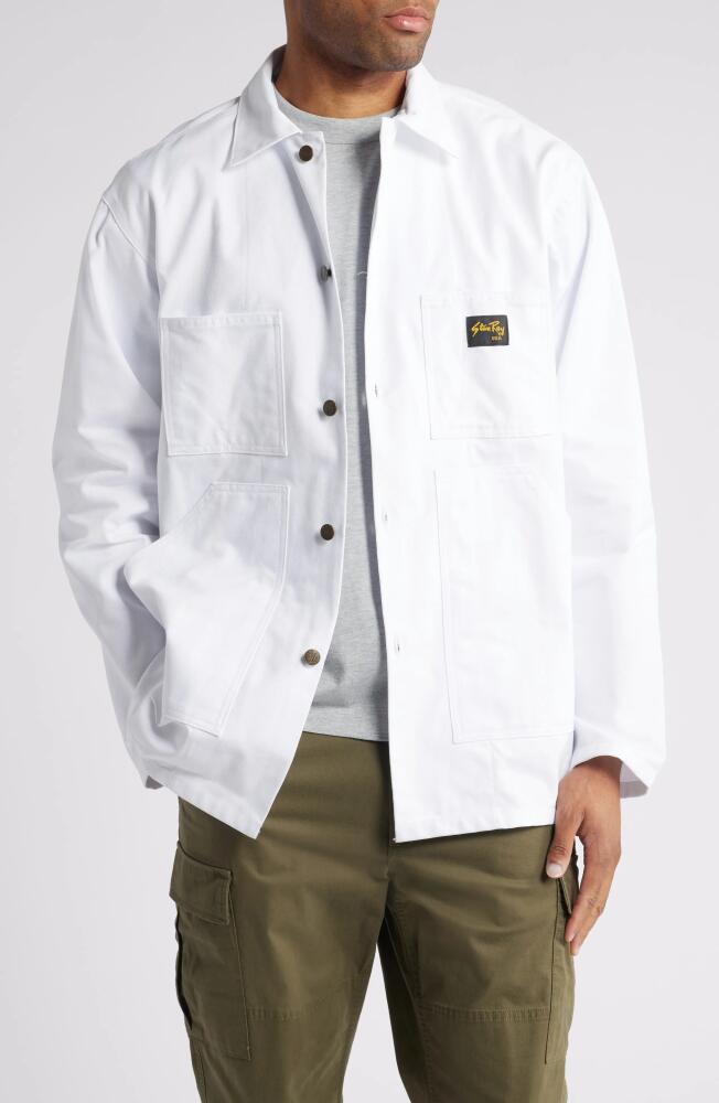 STAN RAY Cotton Button-Up Shop Jacket in White Cover