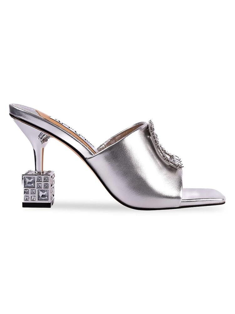 Lady Couture Women's Casino Embellished Faux Leather Sandals - Silver Cover