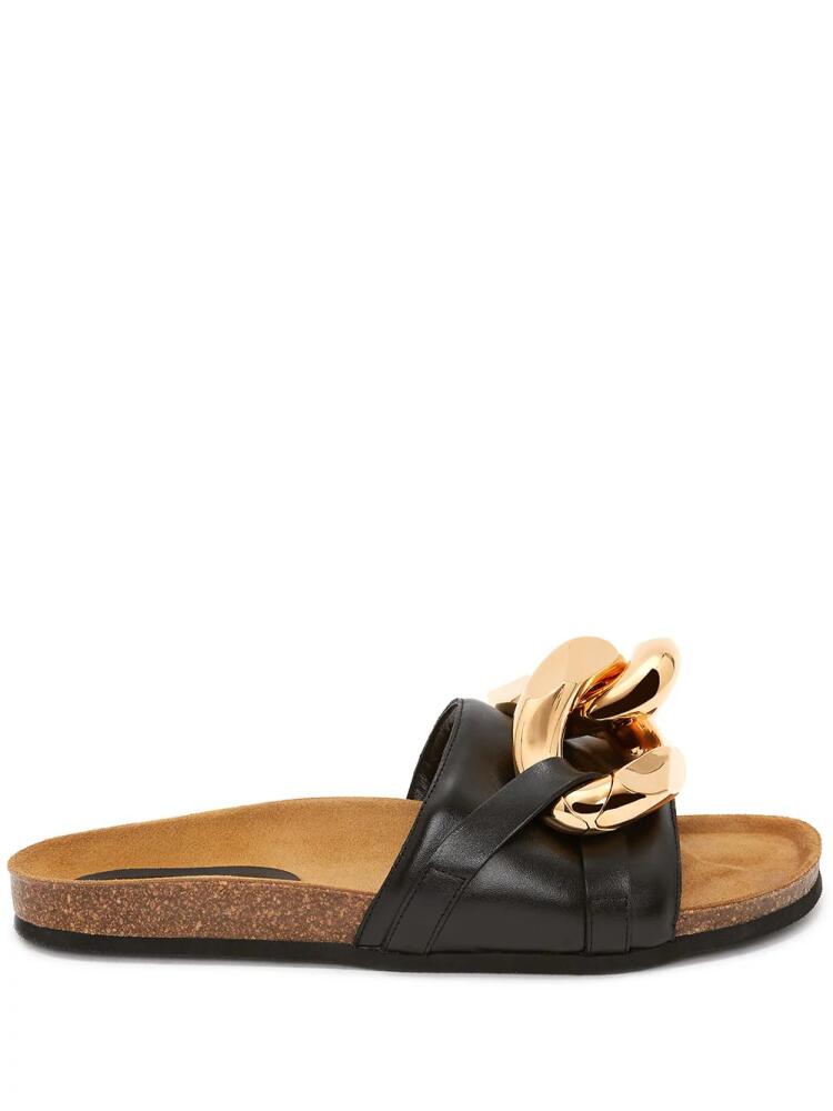 JW Anderson chain-detail leather slides - Black Cover