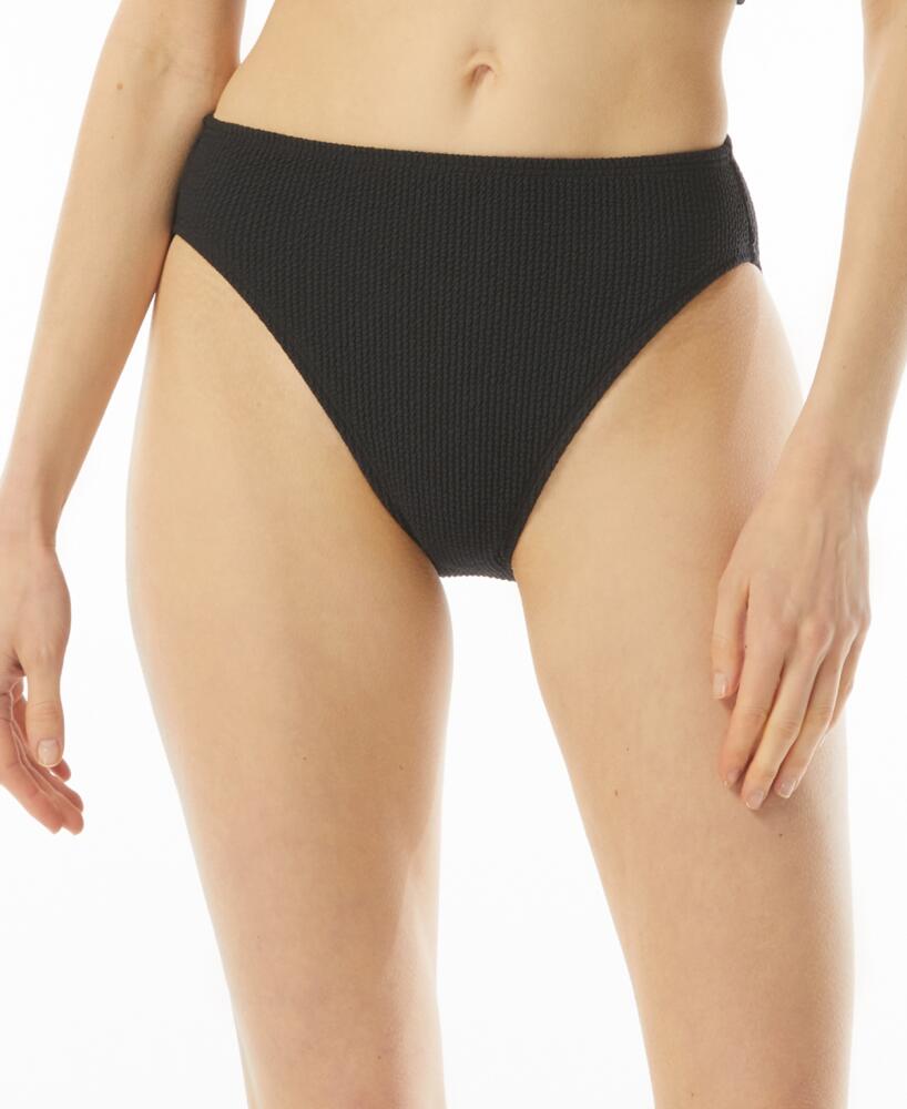 Michael Michael Kors Women's Textured High-Leg Bikini Bottoms - Black Cover