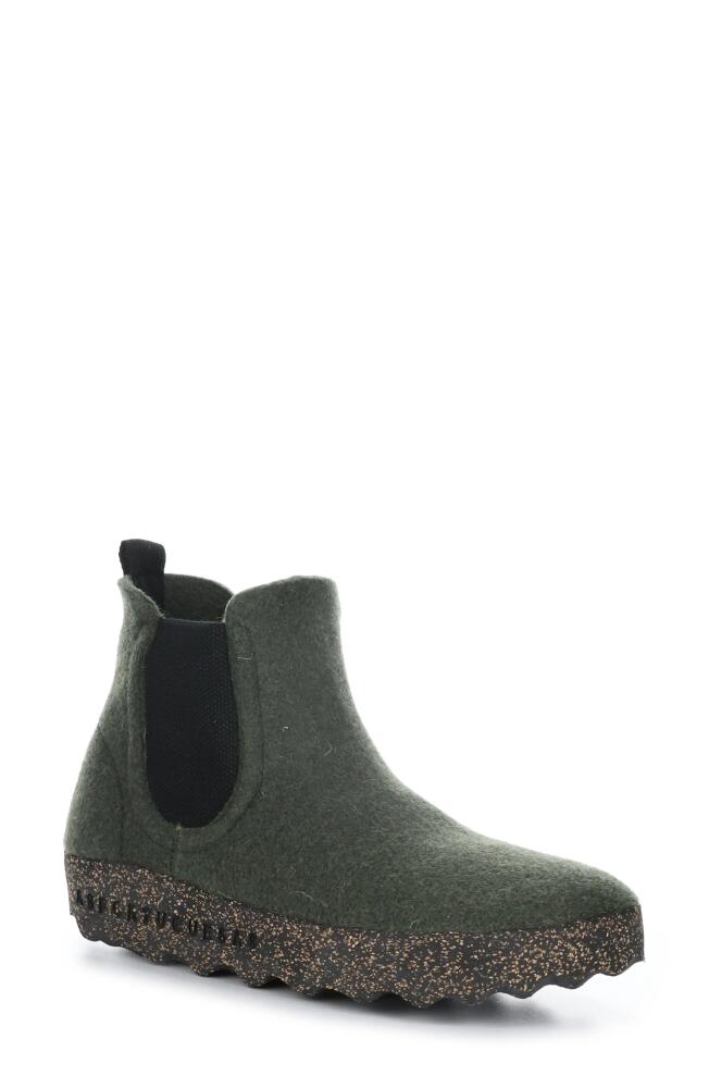 Asportuguesas by Fly London Caia Chelsa Boot in Military Green Rewooly Cover