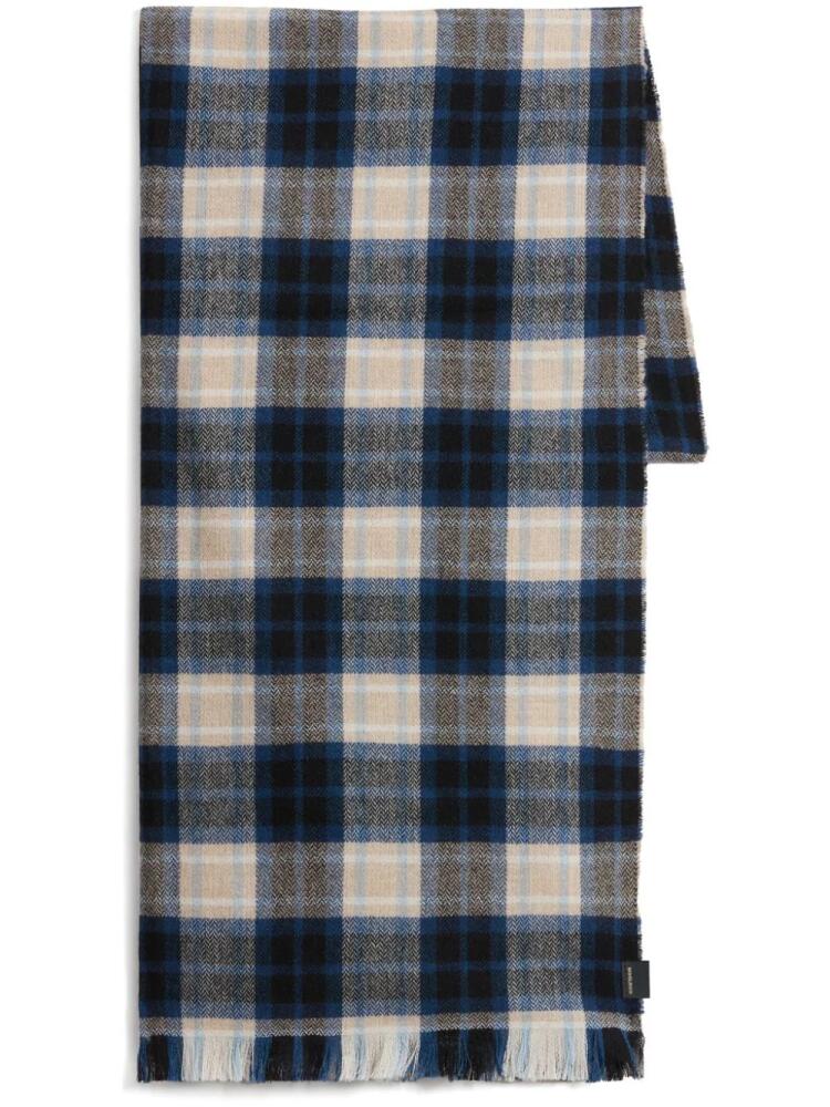 Woolrich plaid check pattern scarf - Blue Cover