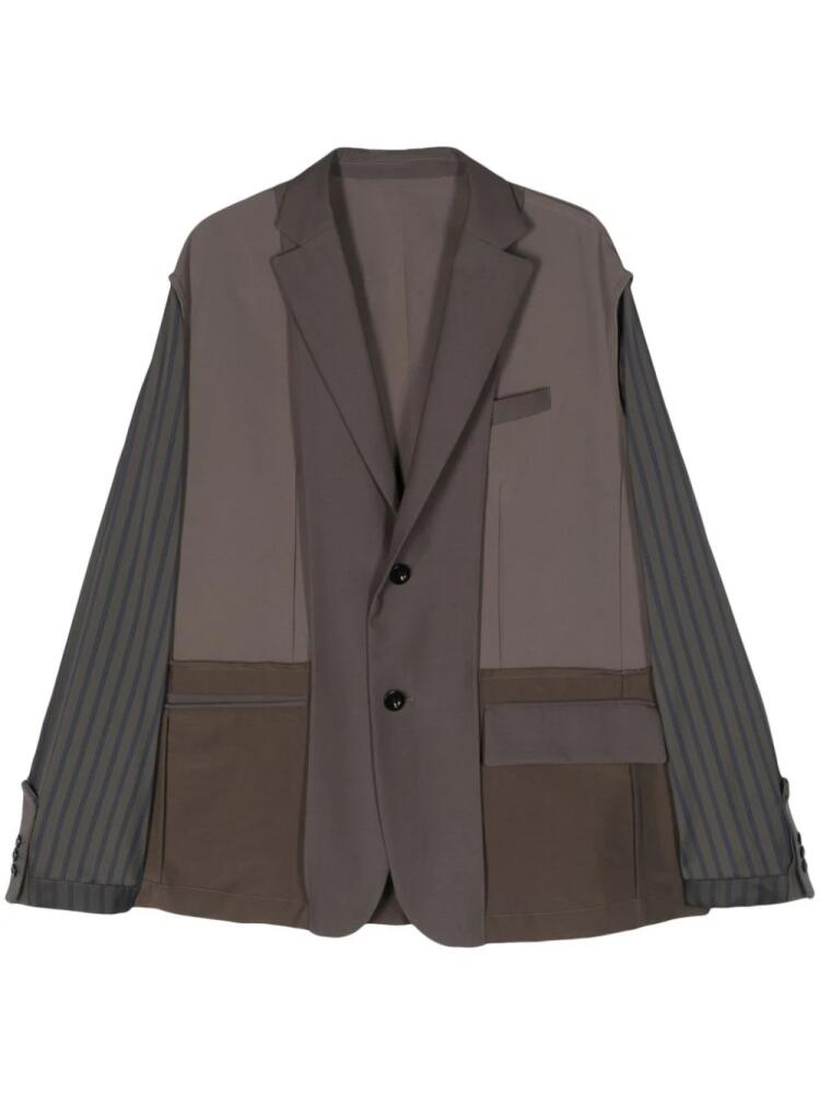 sacai panelled single-breasted blazer - Brown Cover