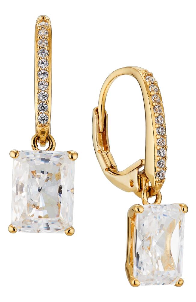 Nadri Modern Luv Emerald Cut Cubic Zirconia Drop Earrings in Gold Cover