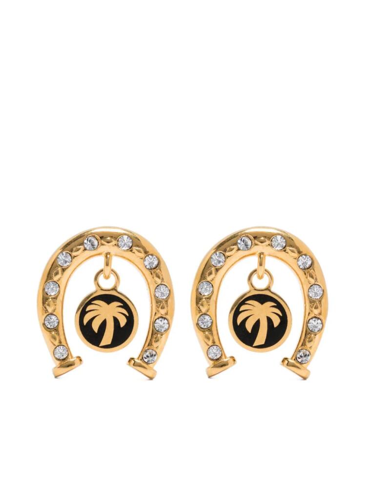 Palm Angels Horseshoe crystal-embellished earrings - Gold Cover