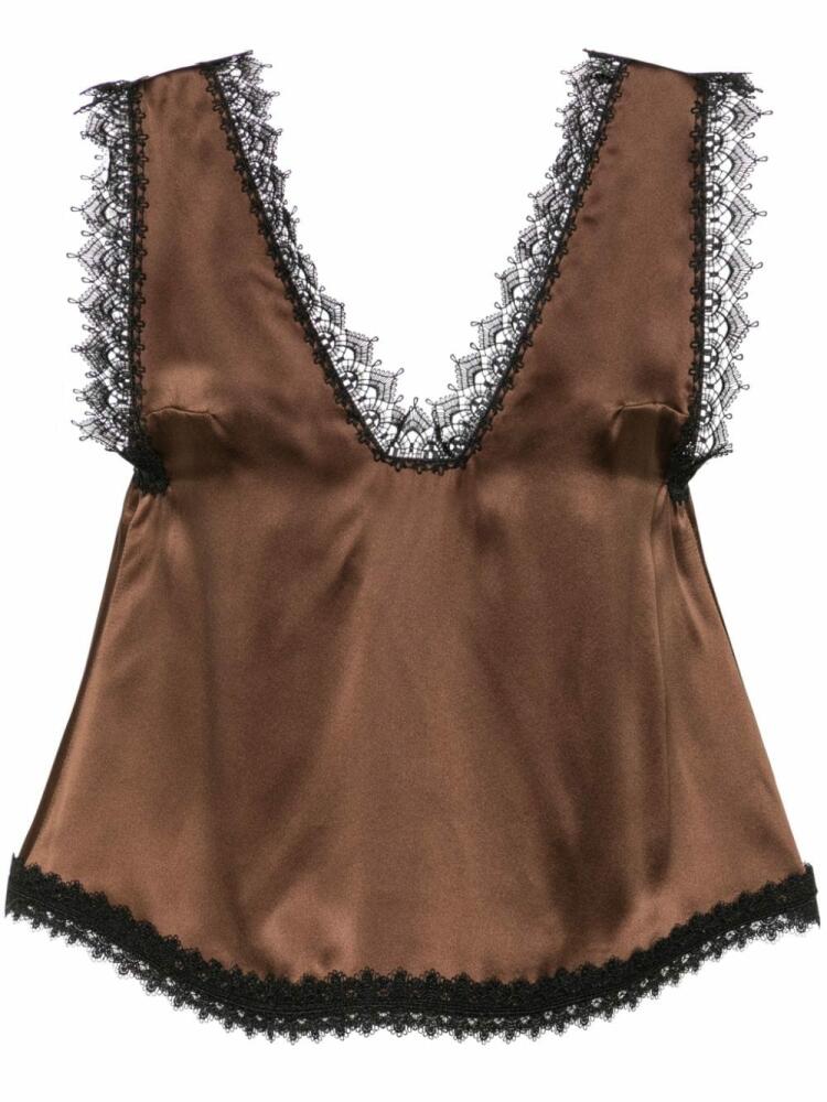 Viktor & Rolf lace-trim silk camisole - Brown Cover