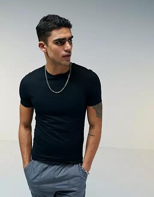 ASOS DESIGN muscle fit T-shirt in black Cover