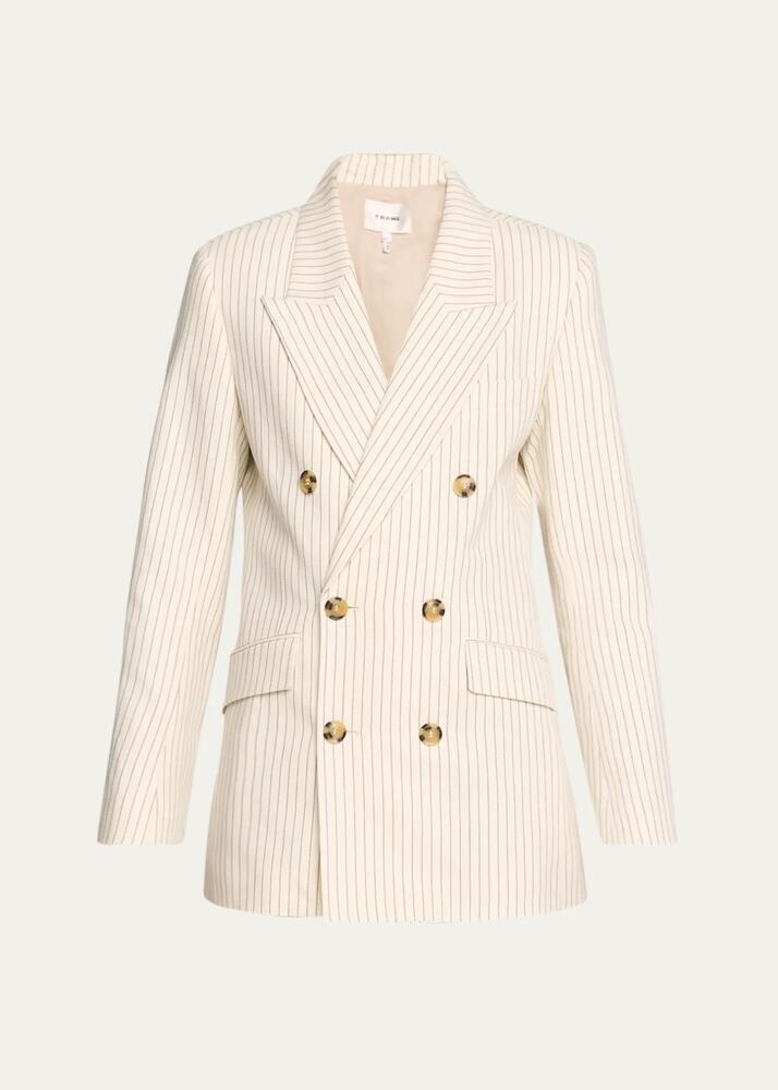 FRAME Pinstripe Double-Breasted Blazer Cover