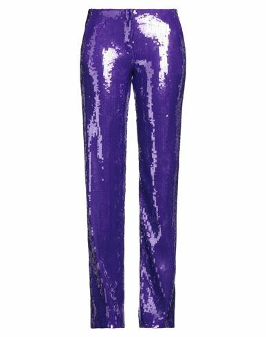 Laquan Smith Woman Pants Purple Nylon, Elastane Cover