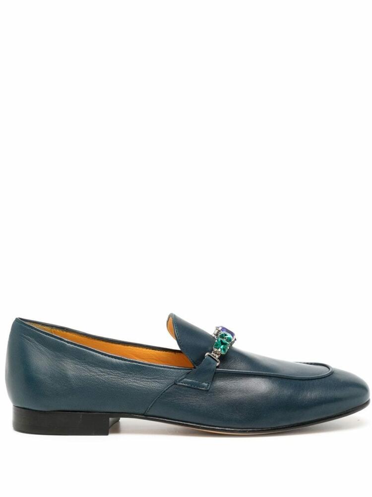 Madison.Maison crystal-embellished flat loafers - Blue Cover