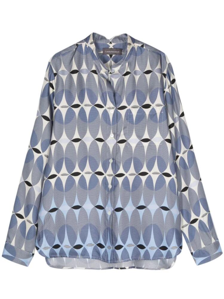 Lorena Antoniazzi monogram-pattern silk shirt - Blue Cover