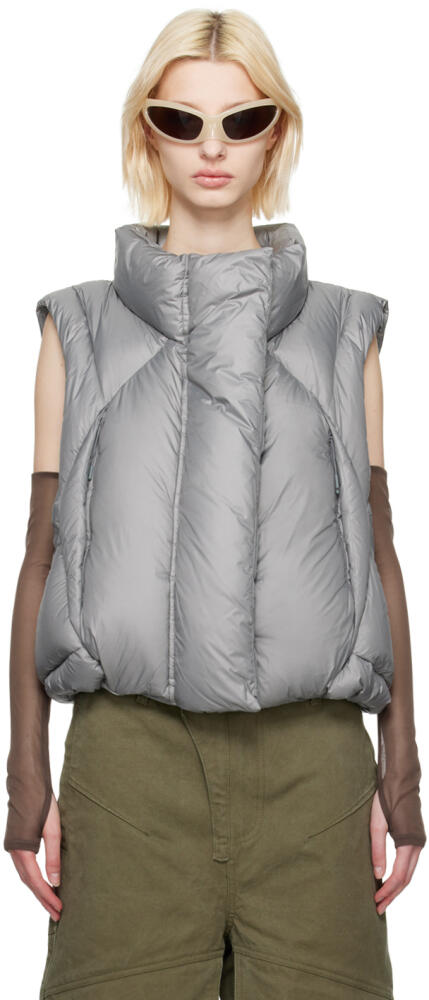 Entire Studios SSENSE Exclusive Gray Grid Down Vest Cover