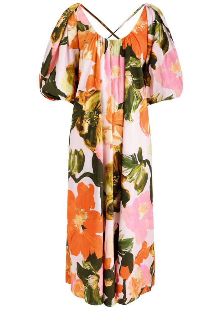 Stine Goya Teresa Floral-print Midi Dress - Orange Cover