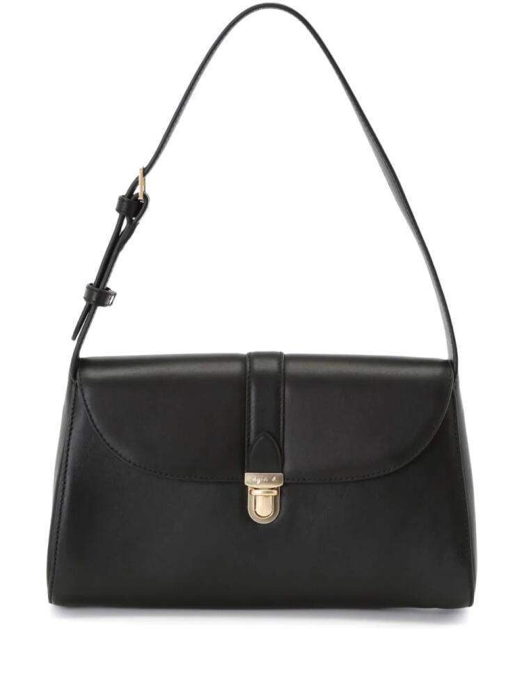 agnès b. push-lock leather shoulder bag - Black Cover