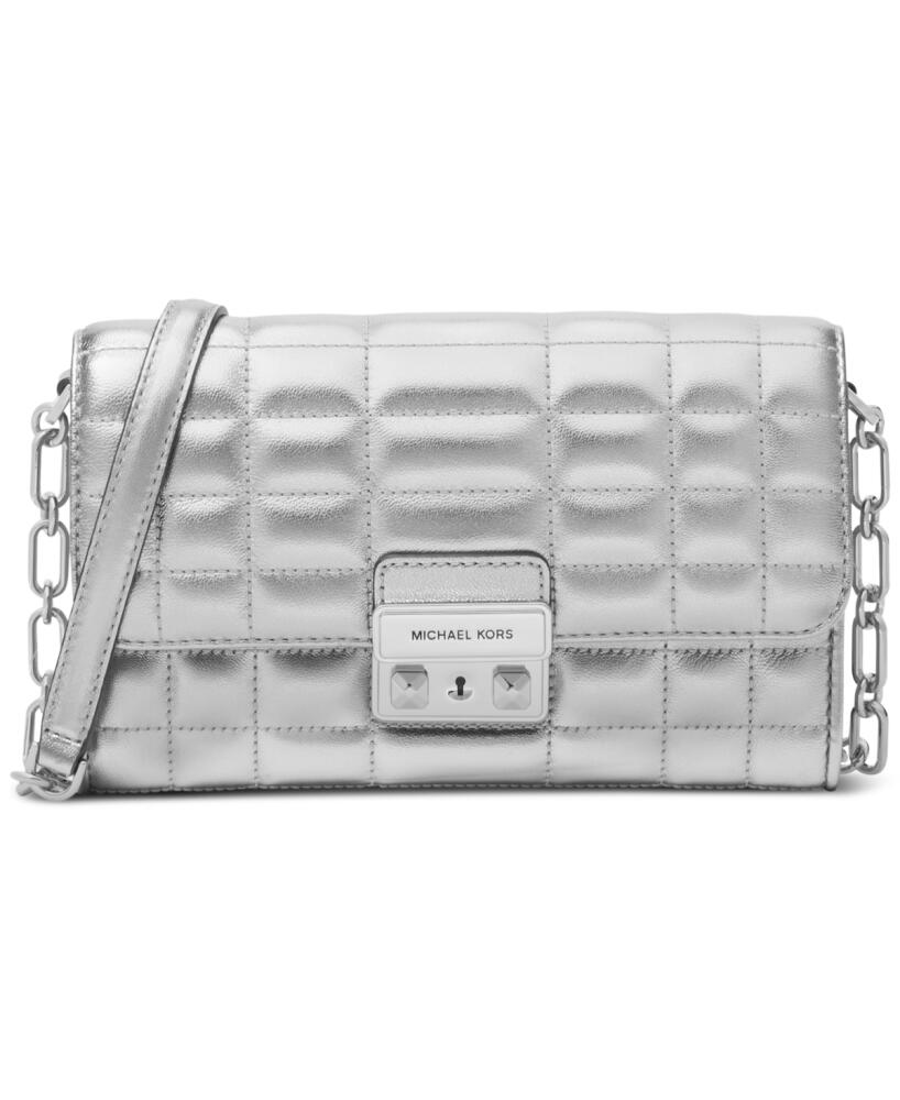 Michael Michael Kors Tribeca Large Wallet On Chain Crossbody - Silver Cover