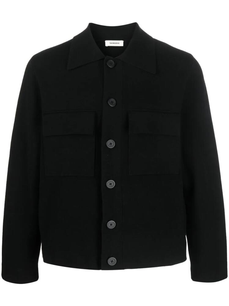 SANDRO button-fastening long-sleeved cardigan - Black Cover