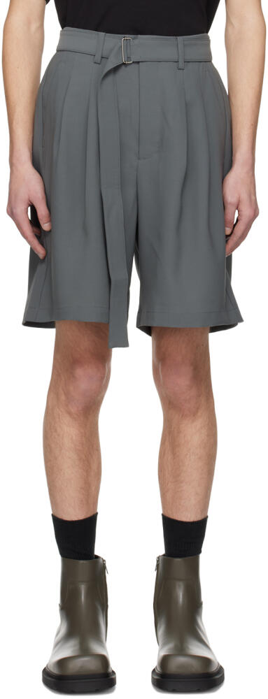 ATTACHMENT Gray Belted Shorts Cover