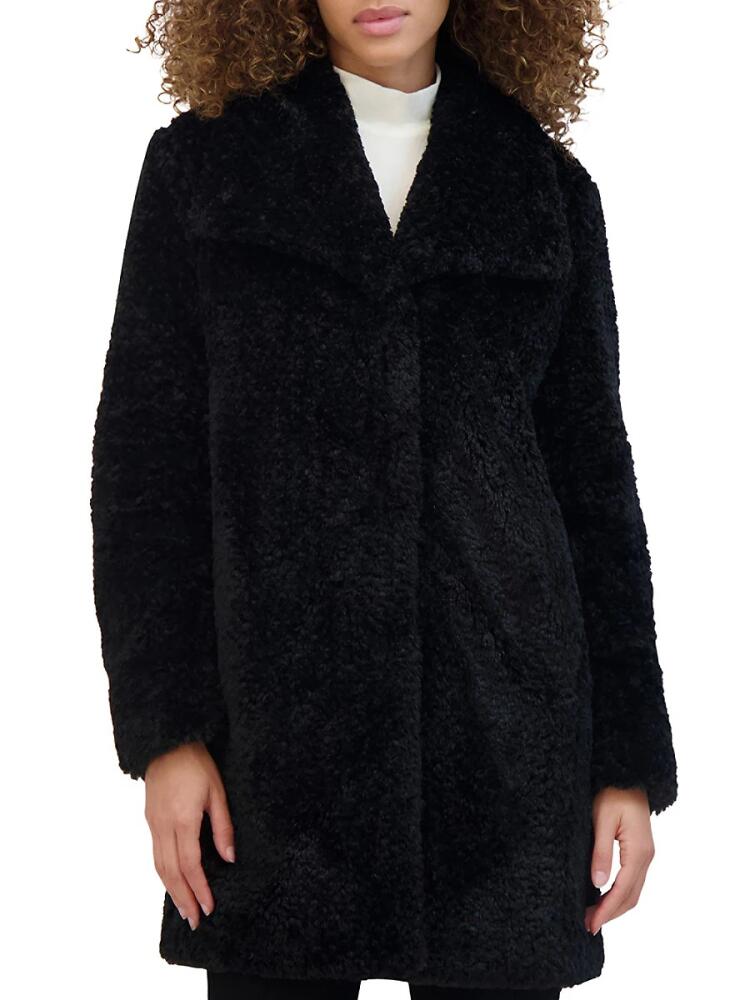 Kenneth Cole Women's Longline Teddy Coat - Black Cover