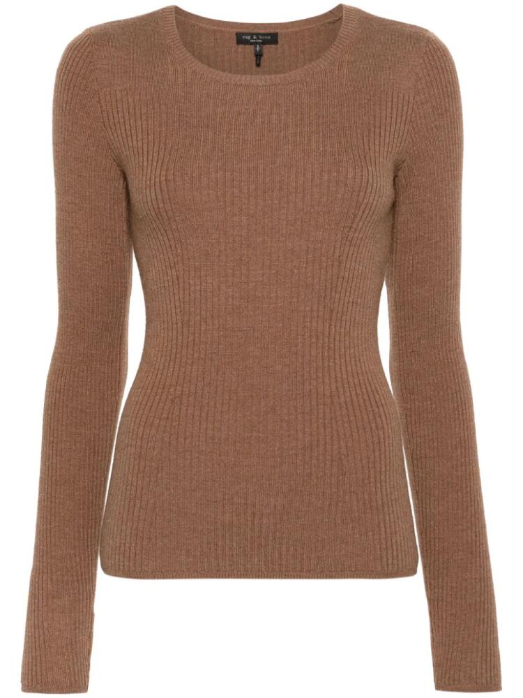 rag & bone mélange ribbed stretch-wool jumper - Brown Cover