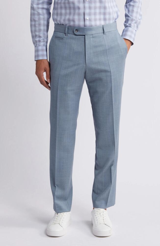 BOSS Genius Slim Fit Virgin Wool Dress Pants in Light Blue Cover