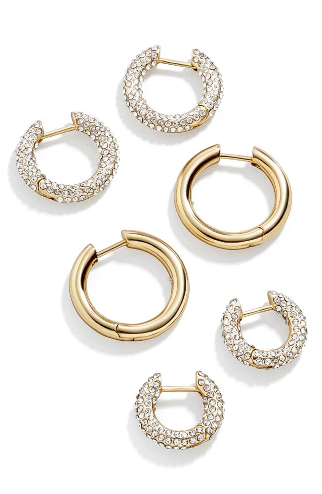 BaubleBar Lucy Set of 3 Huggie Hoop Earrings in Gold Cover