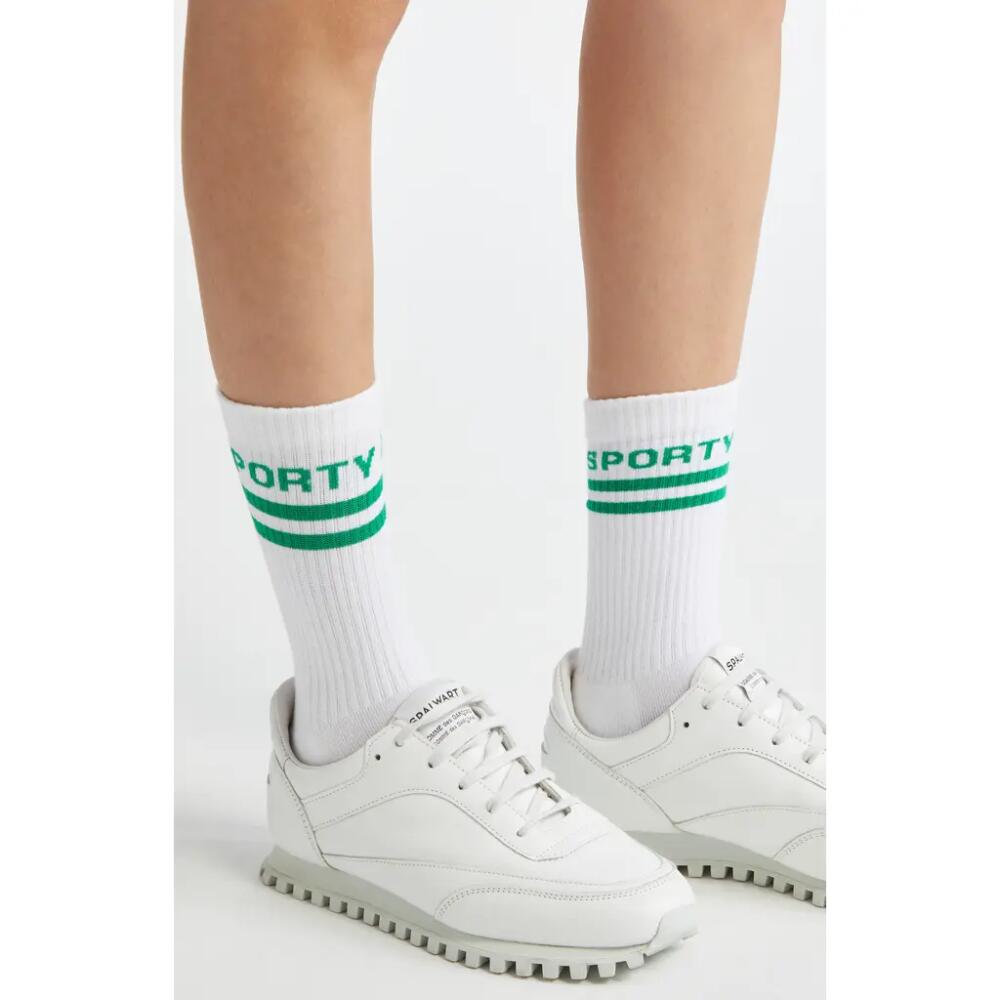 Sporty & Rich Bold Logo Stripe Cotton Blend Crew Socks in White Cover