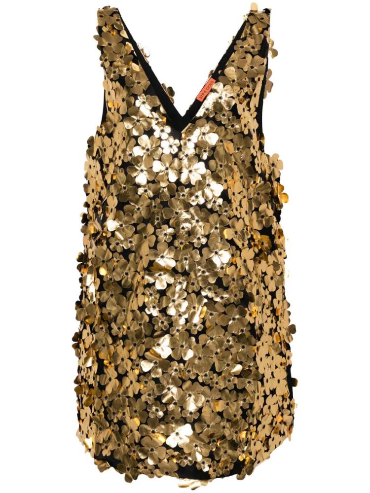 Stine Goya Elena floral-appliqué minidress - Gold Cover