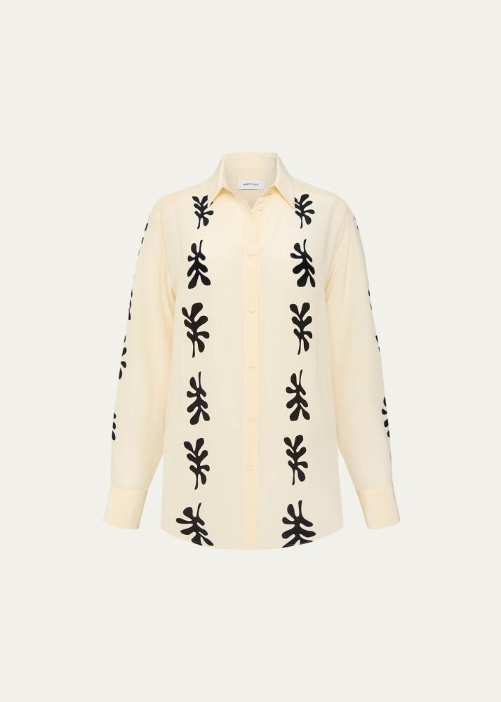 Matteau Fig Leaf Long-Sleeve Silk Shirt Cover