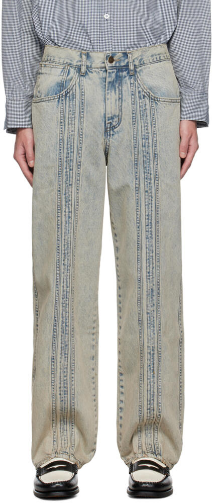 AFTER PRAY Blue Line Panel Jeans Cover