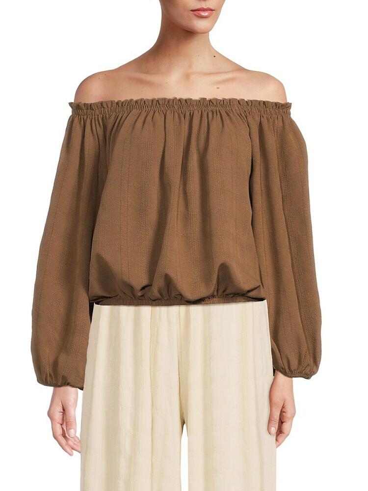 Renee C. Women's Textured Off Shoulder Top - Caramel Cover