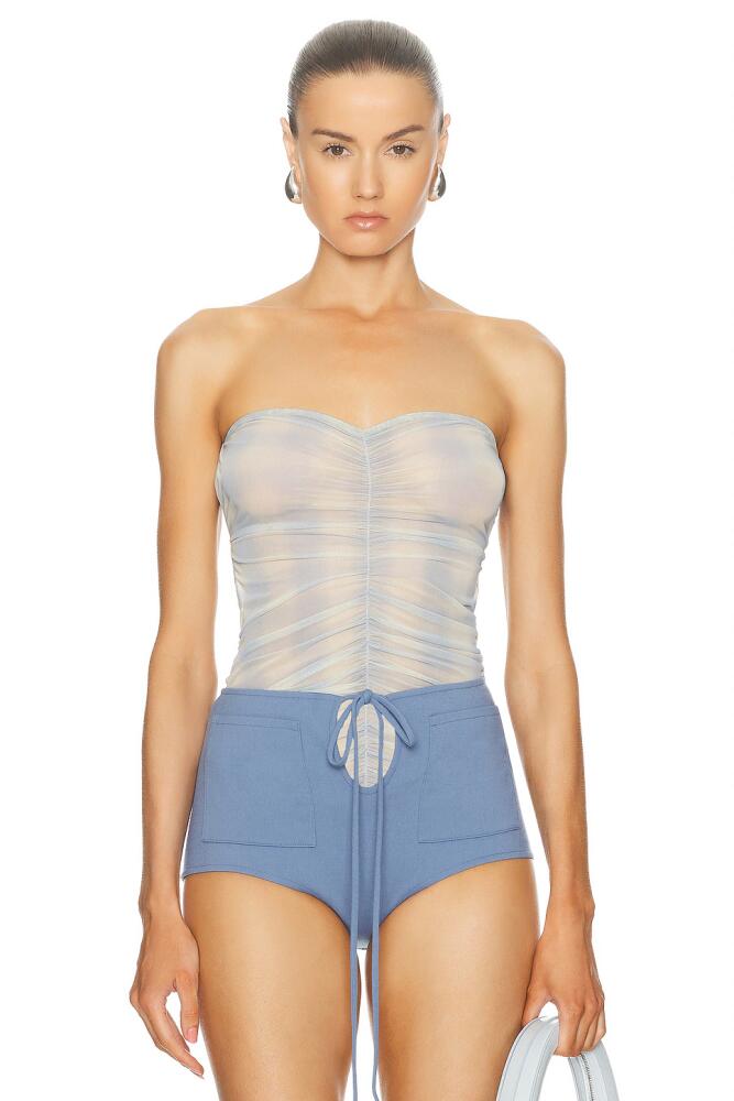 Jade Cropper Ruched Bandeau Top in Blue Cover